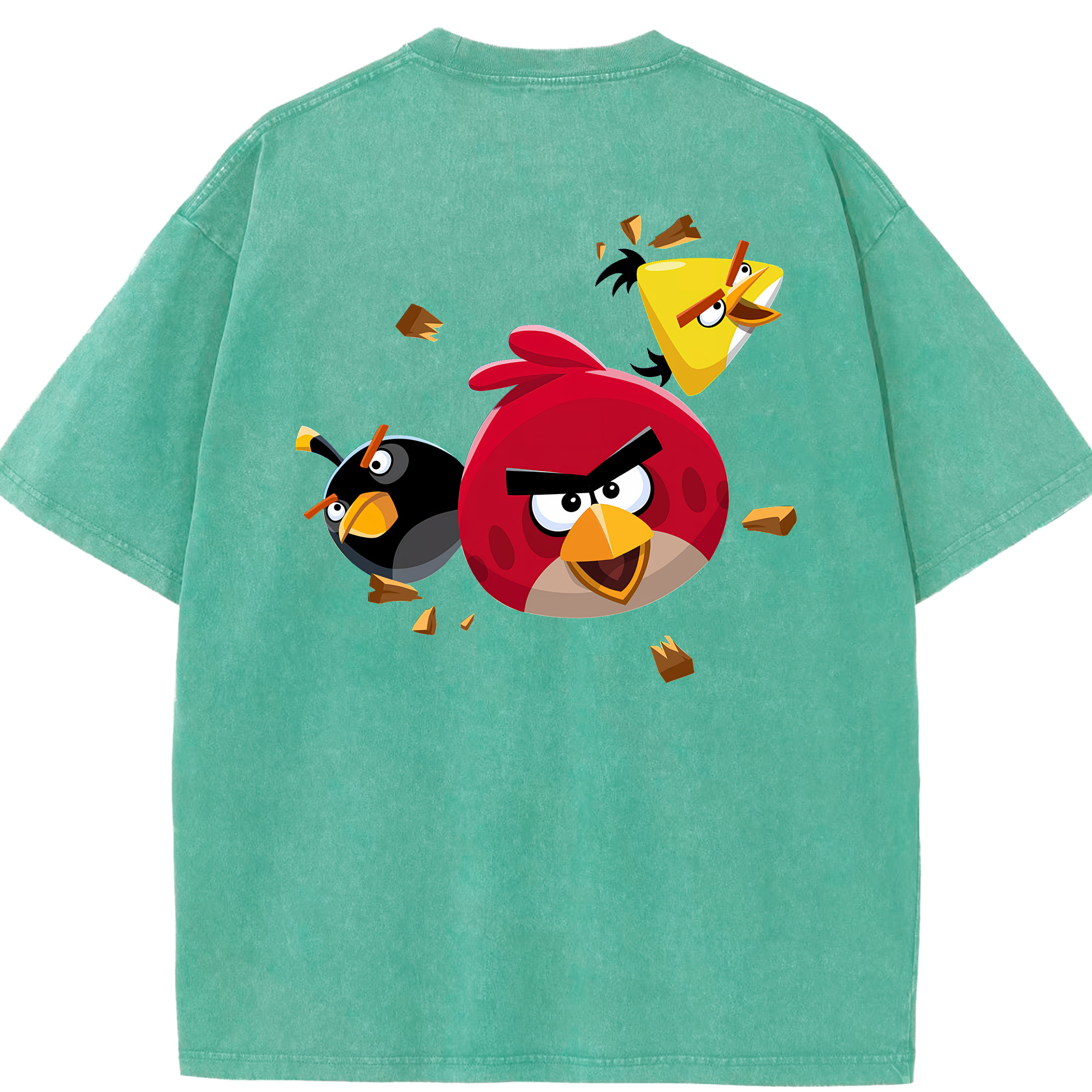 （画像用） Angry Birds アングリーバード 綿100% ヴィンテージ風 半袖Tシャツ（背面プリント）